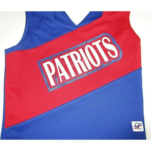 NEW Kid PATRIOTS Cheerleader Uniform Outfit Costume 30" TOP 22 Elastic Skirt RWB - Picture 2 of 3